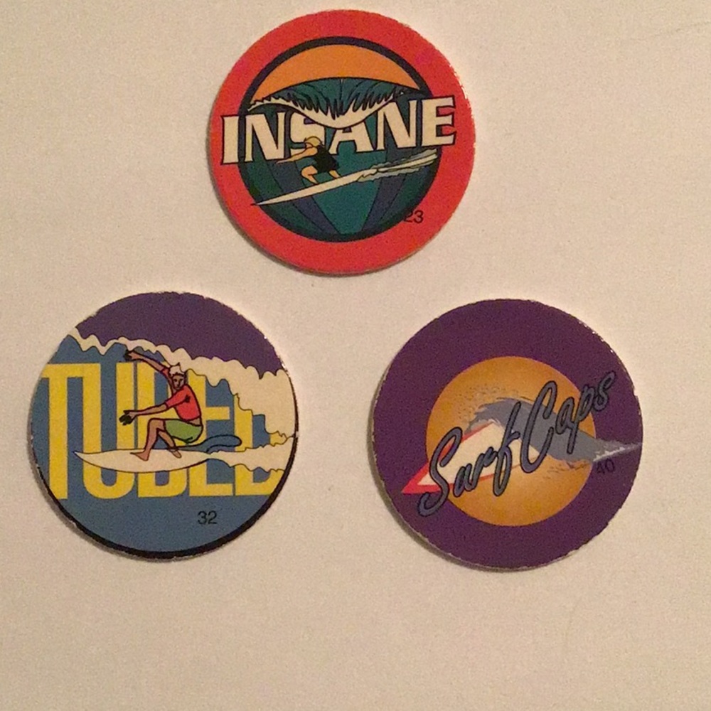 Lot of 3 Carton POGS INSANE #23 /TUBED #32 and SURF CAPS #40